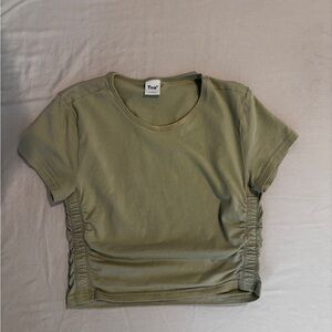 Aritzia TNA Sage Green Ruched Crop Top